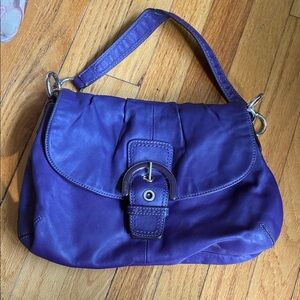 Elegant Purple Leather Shoulder Bag